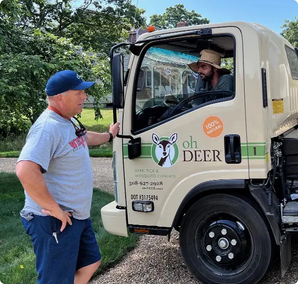 Founder Kurt Upham talking to a franchisee about ohDeer.