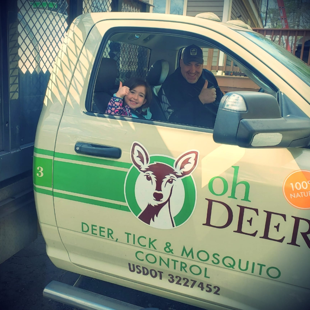 Jeff Plant and his daughter in an ohDEER truck.