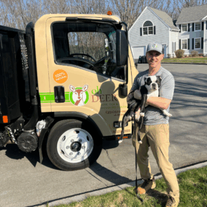 first-year franchise experience Bob Gaska holding dog in front of ohDEER truck