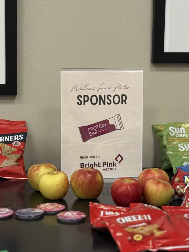ohDEER annual event wellness snack station sponsor bright pink agency 