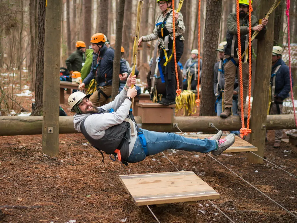 VP of franchise development jereme shelton on ropes course 
