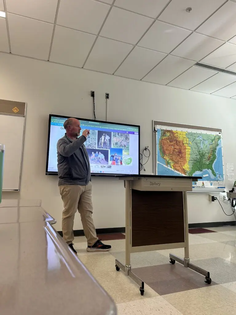 ohDEER founder Kurt Upham presenting at Wayland High School 