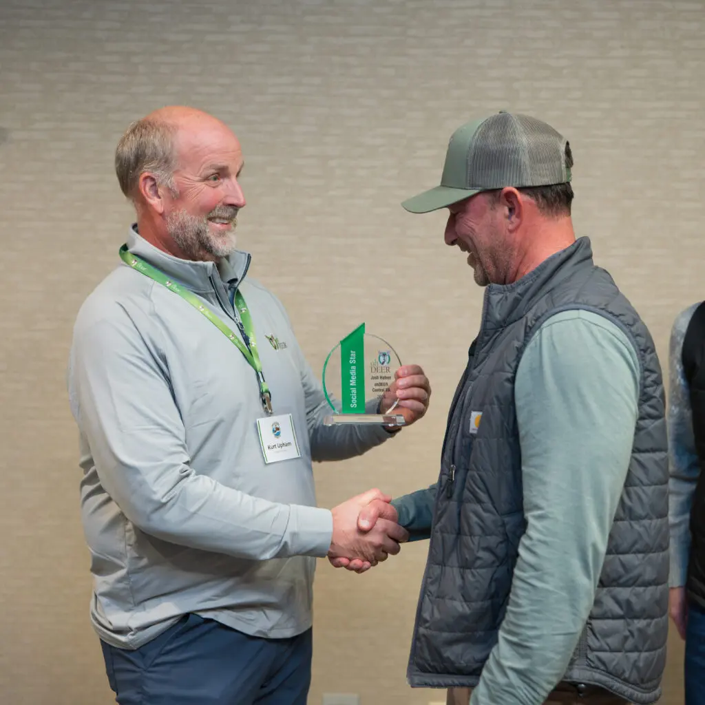 Kurt Upham presenting Josh Hafner with social media star award at ohDEER annual awards 2025