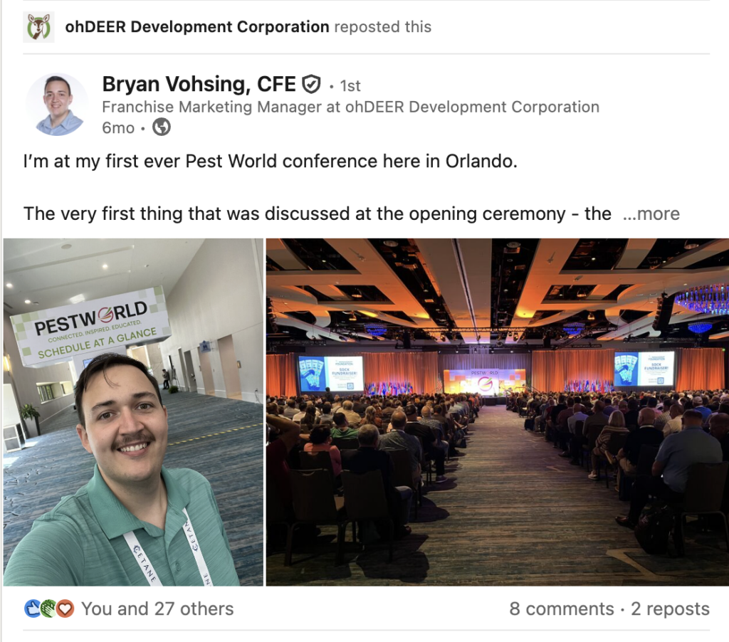 pest control franchise LinkedIn presence Bryan Vohsing at Pest World 
