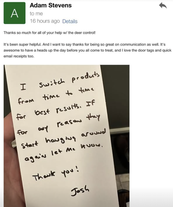 customer testimonial ohdeer central va