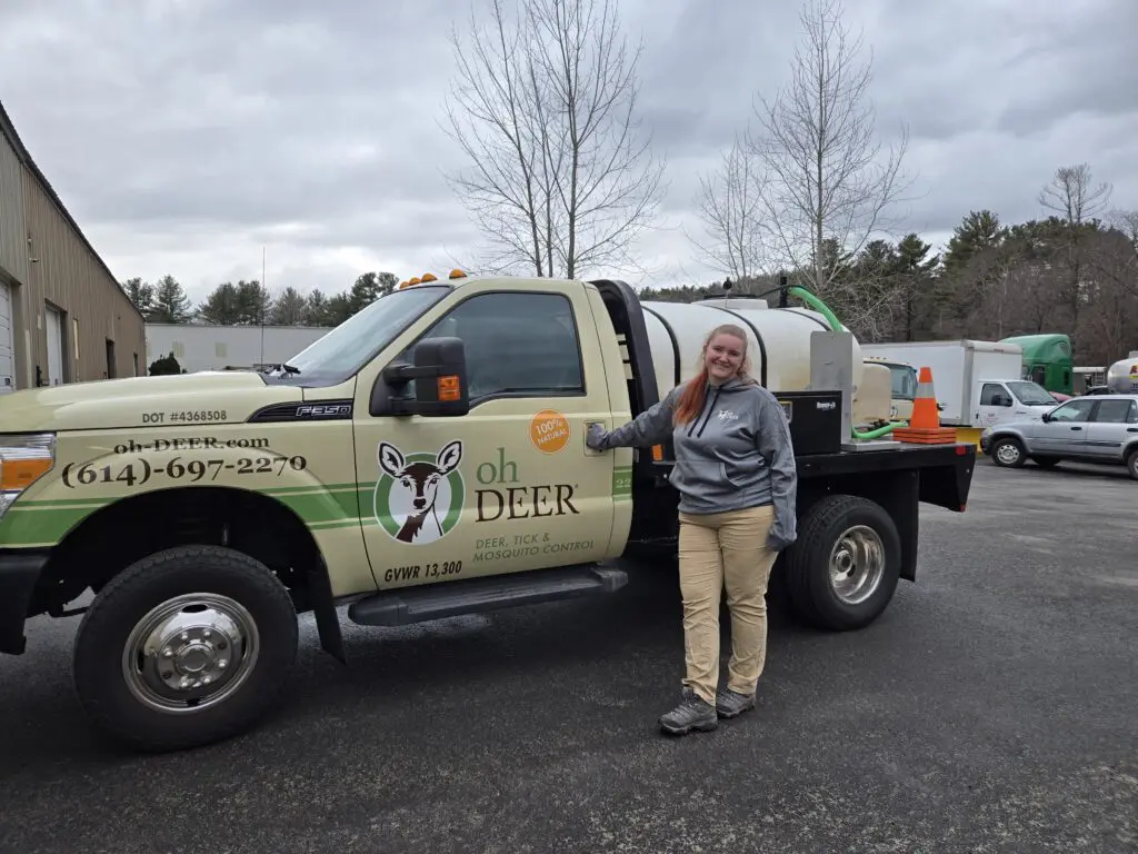 sarah lucco in front of ohdeer northwest columbus truck 