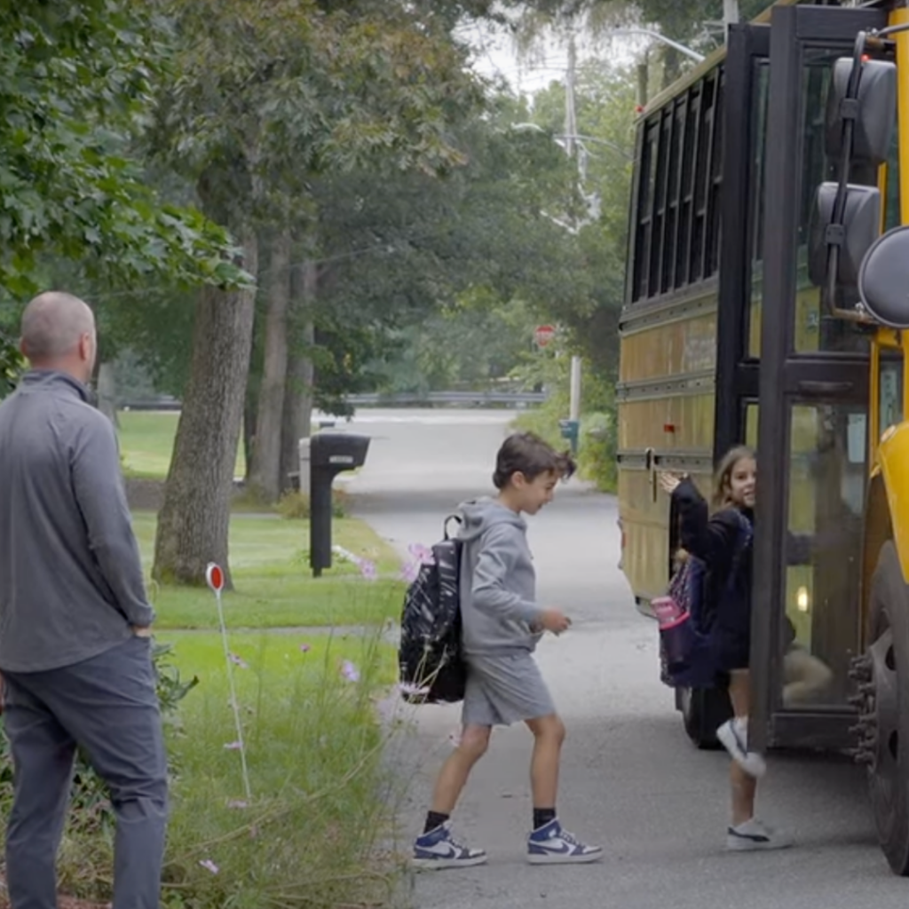 outdoor franchise opportunities owner of ohDEER North Middlesex Bob Gaska putting kids on the bus in the morning
